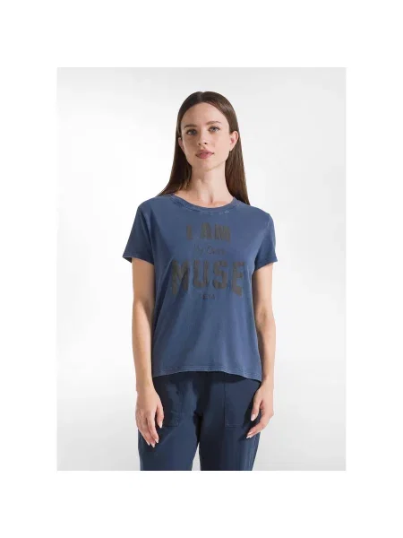 T-Shirt Deha Marbled Graphic niebieska