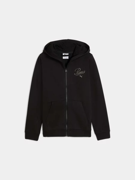 Дитяча Спортивна кофта PUMA Ess Script Full-zip Hoodie комбінований верх чорний