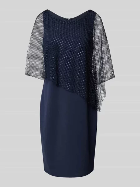 Sukienka koktajlowa o długości do kolan z cekinowym obszyciem Vera Mont granatowa