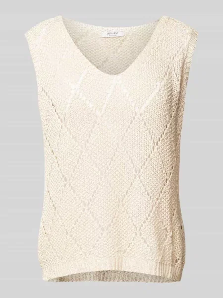 Bezrękawnik z ażurowym wzorem Zabaione beżowa
