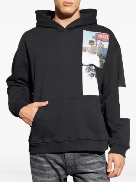 Hoodie Diesel με κουκούλα με σχέδιο μαύρο