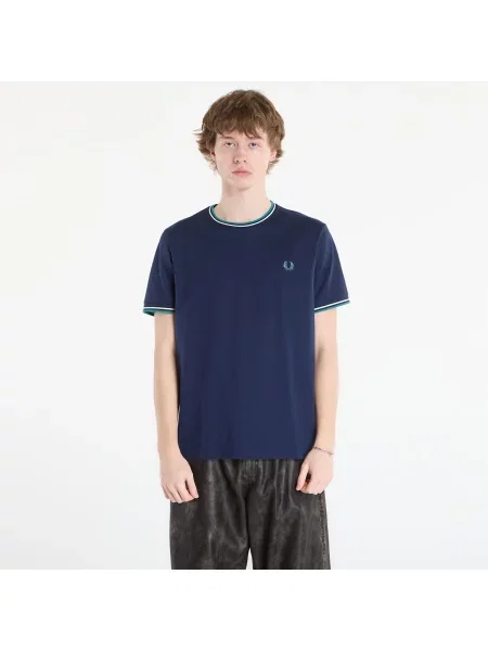 Tričko FRED PERRY Twin Tipped T-Shirt Tnsbl/ Snwht/ Dpmt L