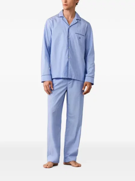 Pijamale Hackett London cu broderie albastru