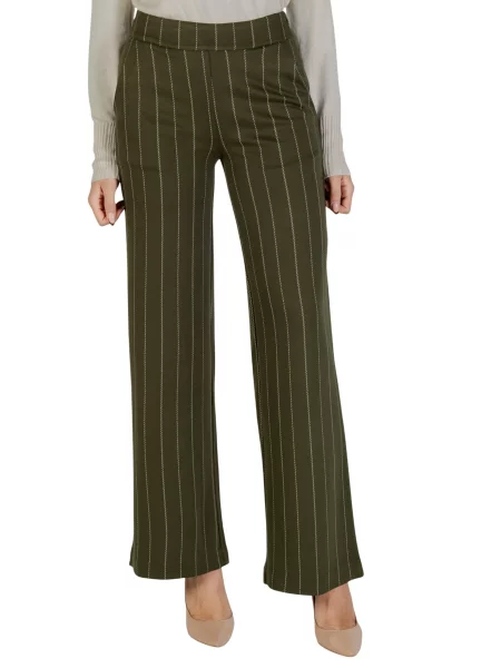 Pantaloni Ichi cu dungi verde