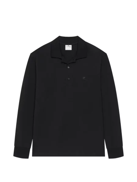 Tricou polo Courreges cu autograf negru