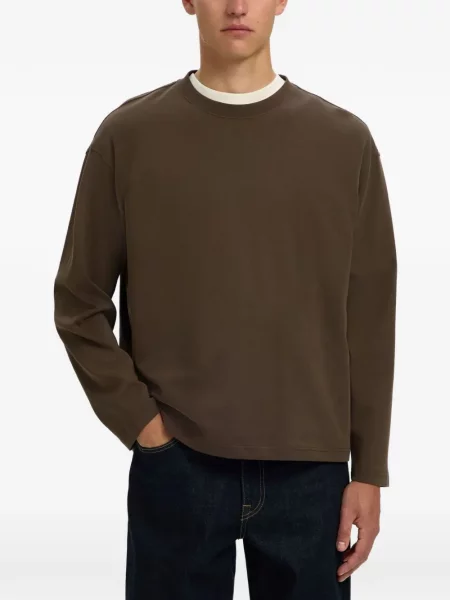 Lung tricou Selected maro