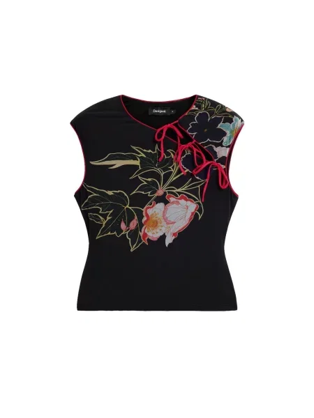 Desigual Top galben pastel / roșu / negru alb