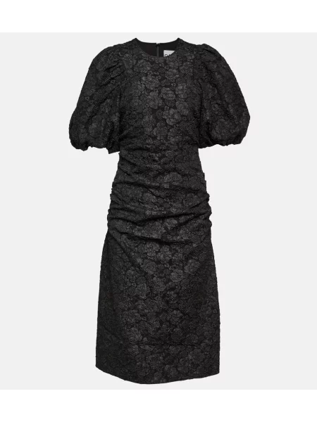 Midi obleka Ganni iz žakarda črna
