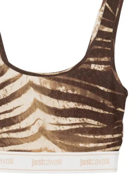 Top Just Cavalli z nadrukiem w zebrę brązowy