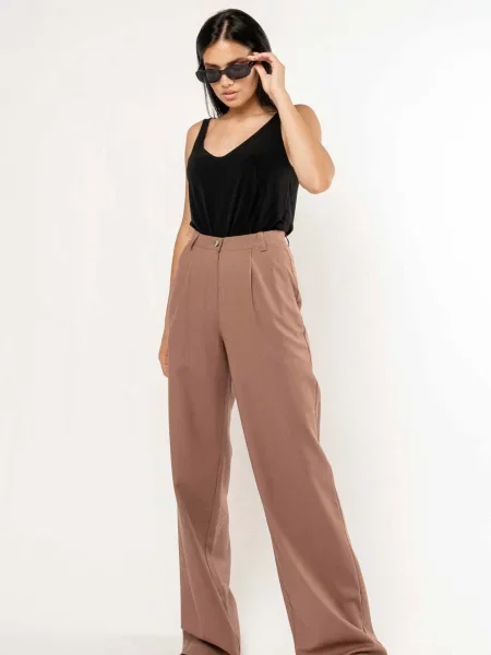 Лляні Штани палаццо RiMari коричневий