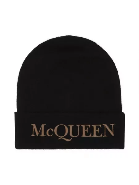 Czapka Alexander Mcqueen z kaszmiru czarna