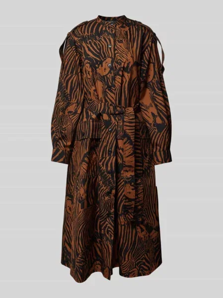 Sukienka koszulowa ze zwierzęcym nadrukiem model ‘UNIONE’ Weekend Max Mara brązowa