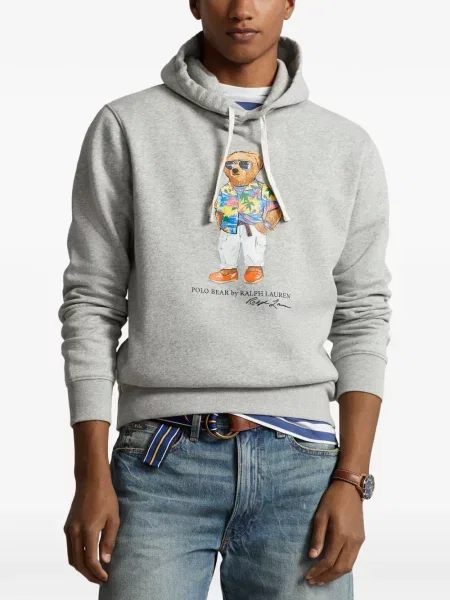 Tricou polo Polo Ralph Lauren cu glugă cu blană cu broderie roșu