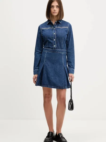 Мини джинсовое платье Karl Lagerfeld Jeans клеш синее