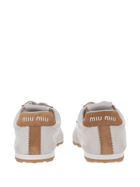 Sneakerși Miu Miu din piele de căprioară alb