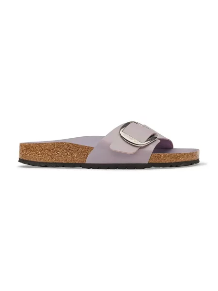 Papuci Birkenstock din piele cu cataramă violet