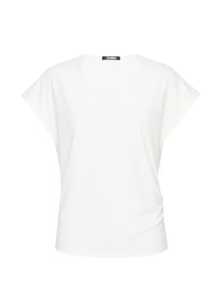 Tricou Club21 Collection cu decolteu în V alb