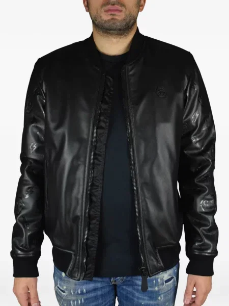 Geanta de piele Philipp Plein negru