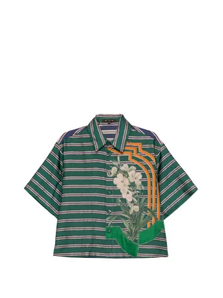 Haftowana koszula Biyan w kwiatki zielona