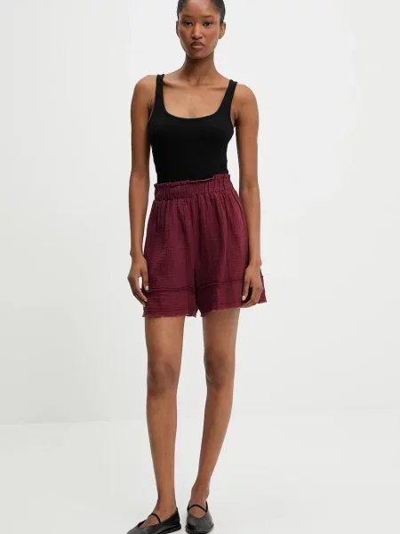 Шорти Answear Lab однотонна висока посадка бордовий