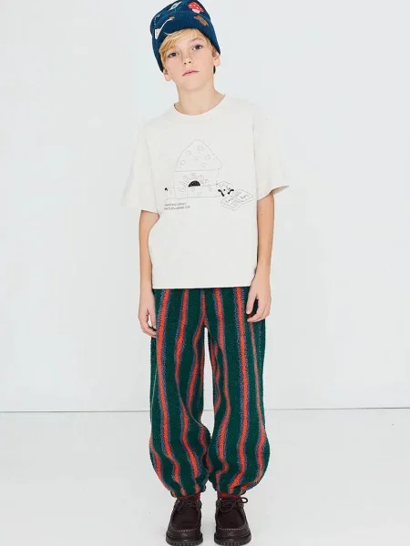 Tinycottons спортивні штани дитячі флісові MULTICOLOR STRIPES SHERPA SWEATPANT
