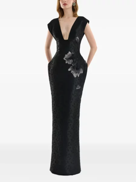 Sukienka maxi Gemy Maalouf żakardowa czarna