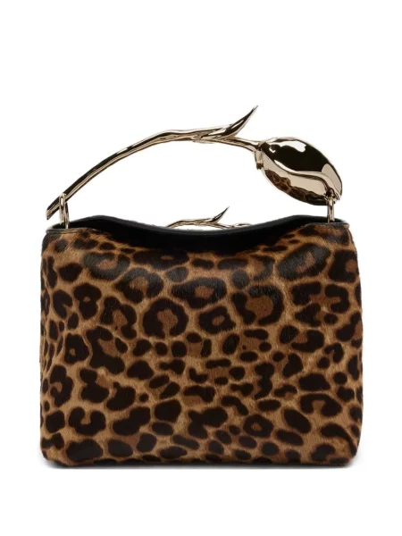 Geantă shopper Erdem cu imagine cu model leopard maro