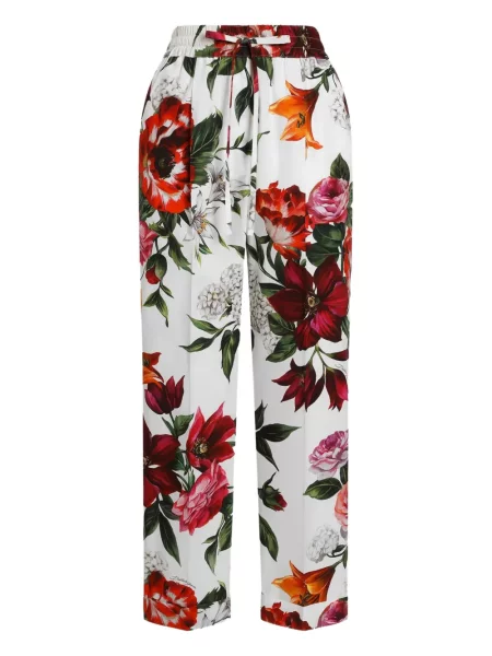 Pantaloni Dolce & Gabbana cu model floral cu imagine alb