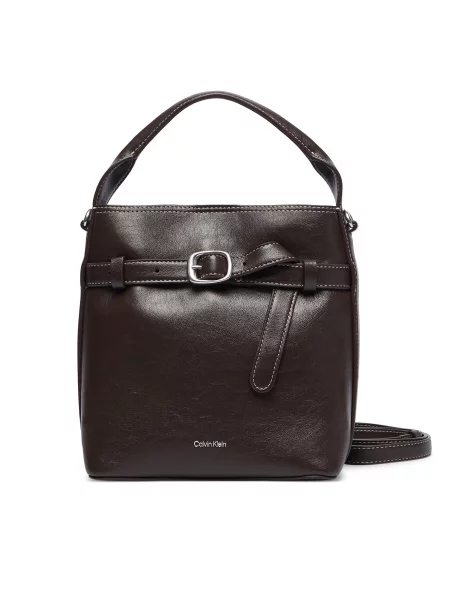 Calvin Klein Дамска чанта Buckle Mini Bucket Crossbody кафяв