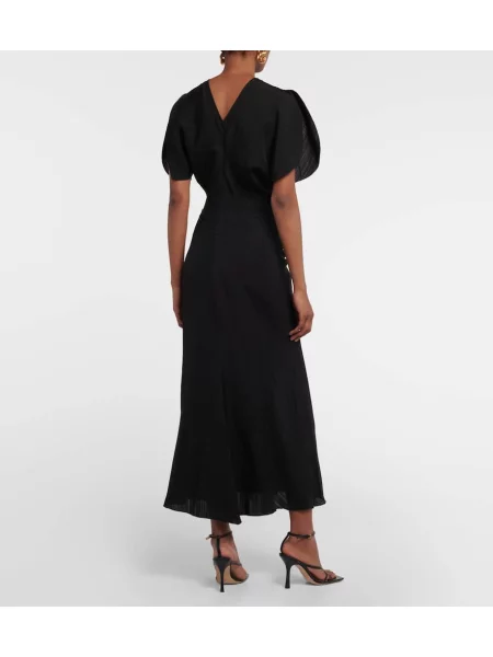 Rochie midi Victoria Beckham până la genunchi de costum negru