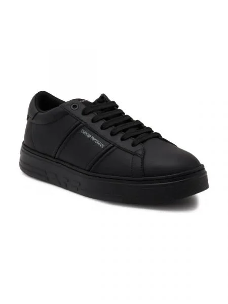 Emporio Armani Teniși cu adaos de piele negru