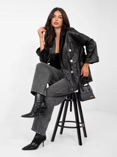 Kožni blejzer Rue Paris crna