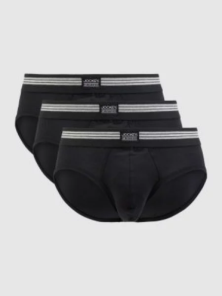 Figi z detalem z logo w zestawie 3 szt. Jockey czarne