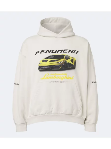 Džerzej mikina s kapucňou Balenciaga s potlačou biela