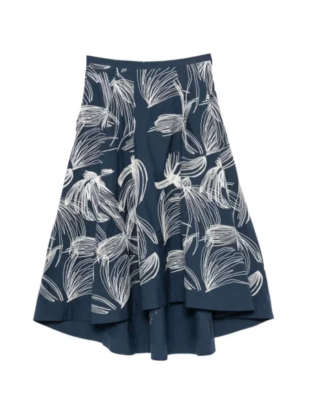 Fustă Kiton cu model floral asimetrică albastru