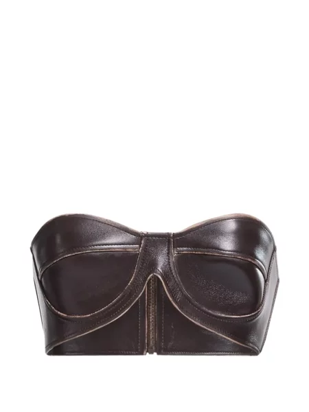 Top Elie Saab din piele maro