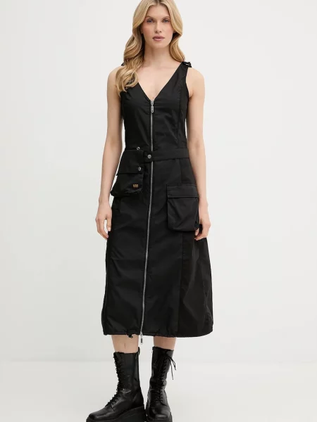 G-Star sukienka midi prosta czarny
