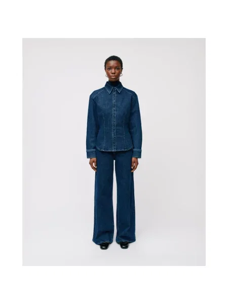 Ivy Oak koszula jeansowa granatowy regular z kołnierzykiem klasycznym niebieska