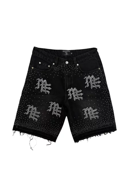 Stras pantaloni scurți din denim Mixed Emotion negru