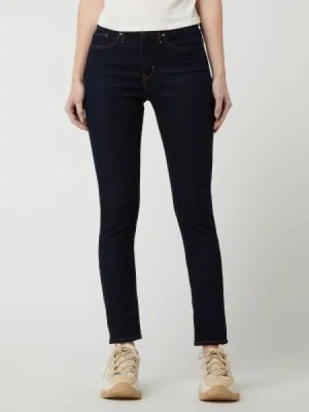 Jeansy o kroju shaping skinny fit z dodatkiem streczu model Levi's® 300 granatowe