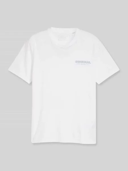 T-shirt o kroju regular fit z czystej bawełny Tom Tailor Denim biała