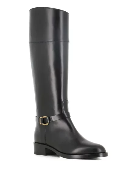 Botine Sartore din piele cu cataramă cu bretele negru