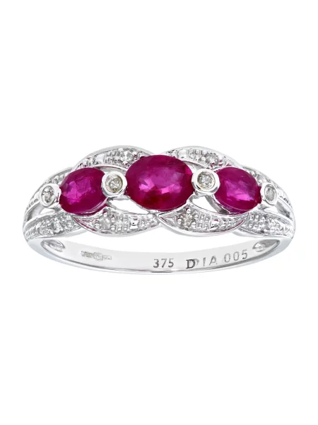 DIAMANT LETERNEL Prsteň Ring aus Weißgold mit Diamant mit Rubin strieborná