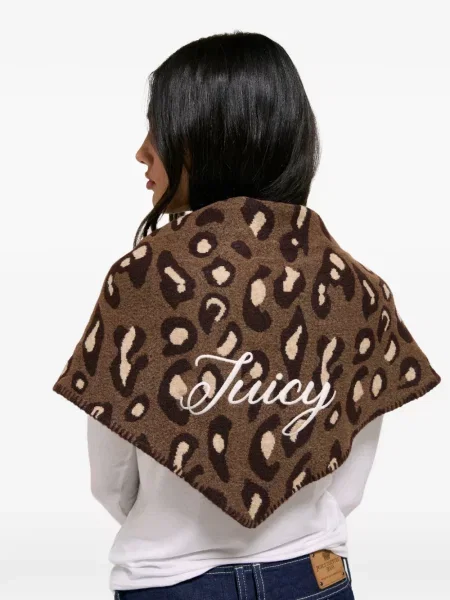 Fular Juicy Couture cu imagine cu model leopard maro