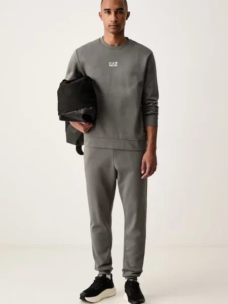 Emporio Armani tepláková súprava pánska s bavlnou sivá