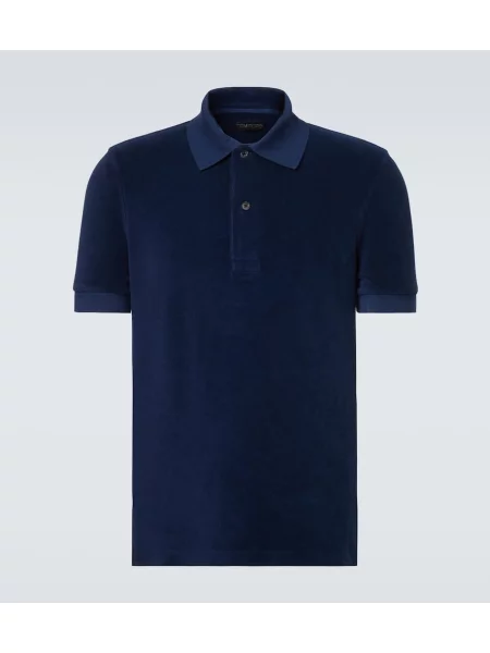 Polo Tom Ford din material terry albastru