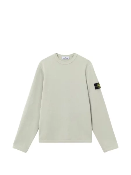 Pulover Stone Island cu decolteu rotund cu strasuri verde