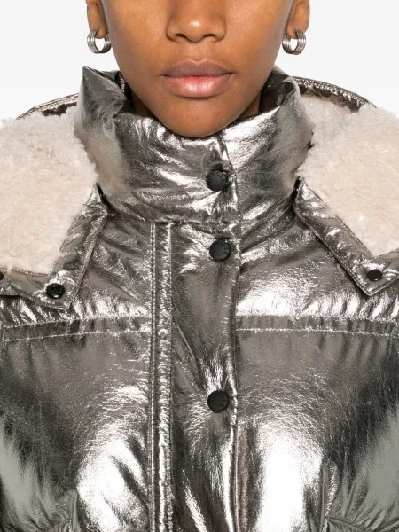 Geacă Moncler Grenoble cu glugă argintiu