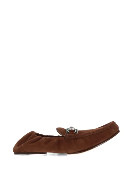 Pantofi loafer Gucci din piele de căprioară maro