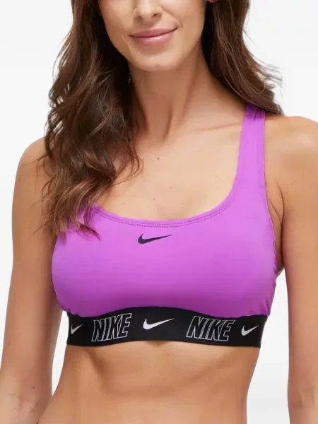Slip de baie Nike cu cordon cu imagine tricotate albastru